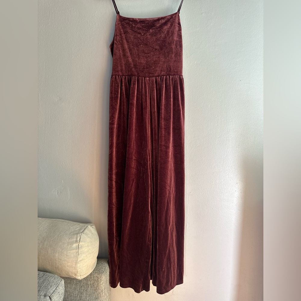 Urban outfitters velvet maroon Emmabella jumpsuit